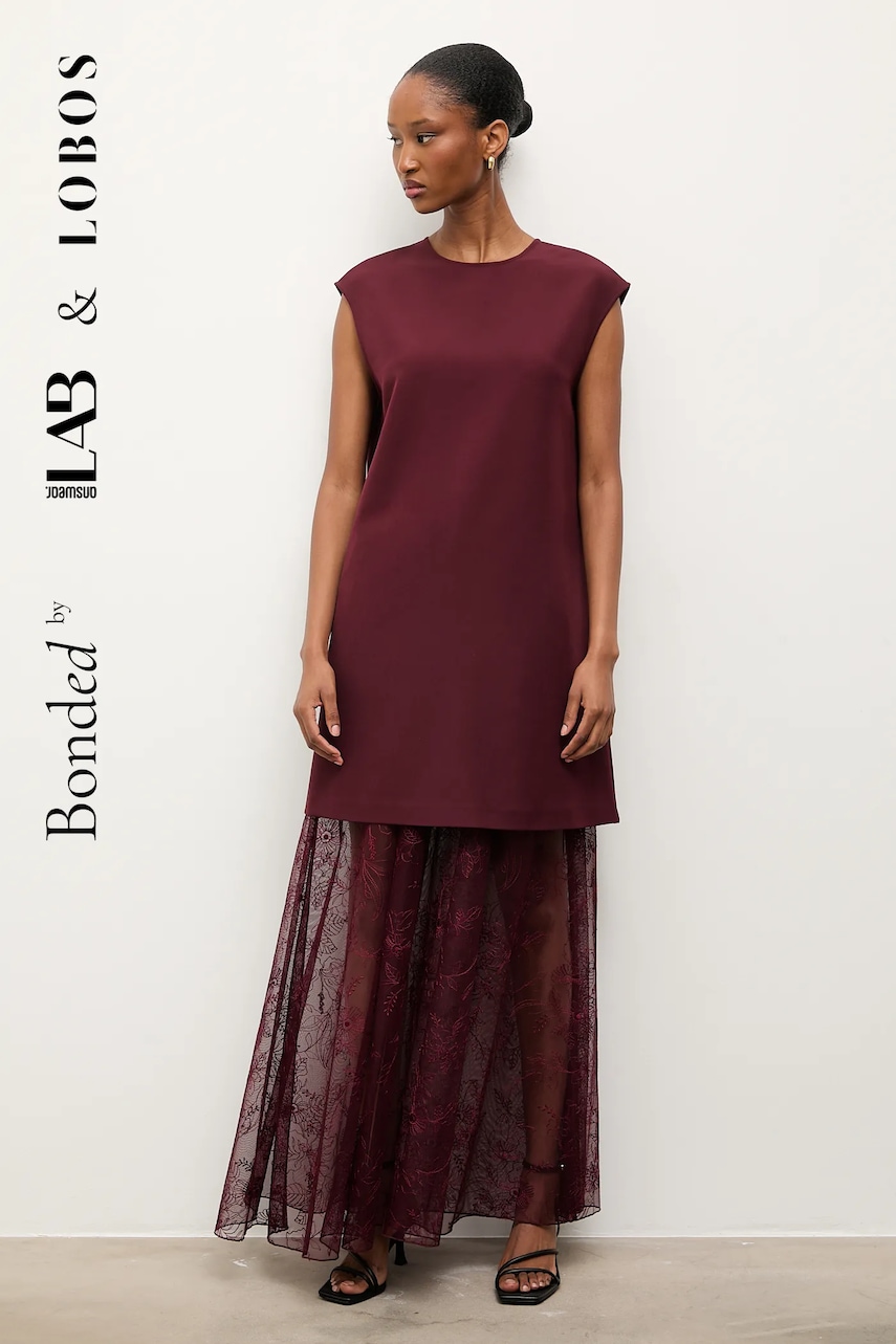 Answear.LAB rochie culoarea bordo, mini, drept