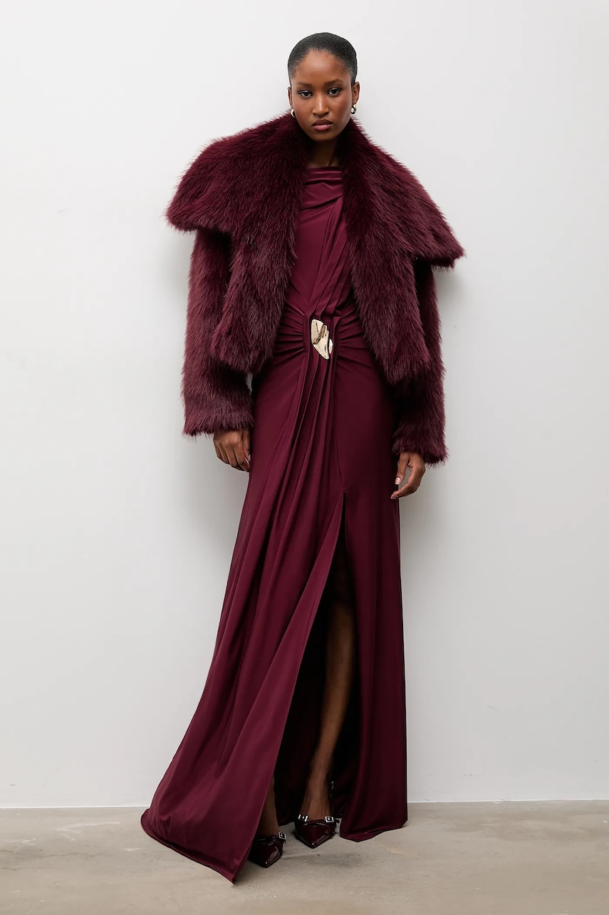 Answear.LAB rochie culoarea bordo, maxi, mulata