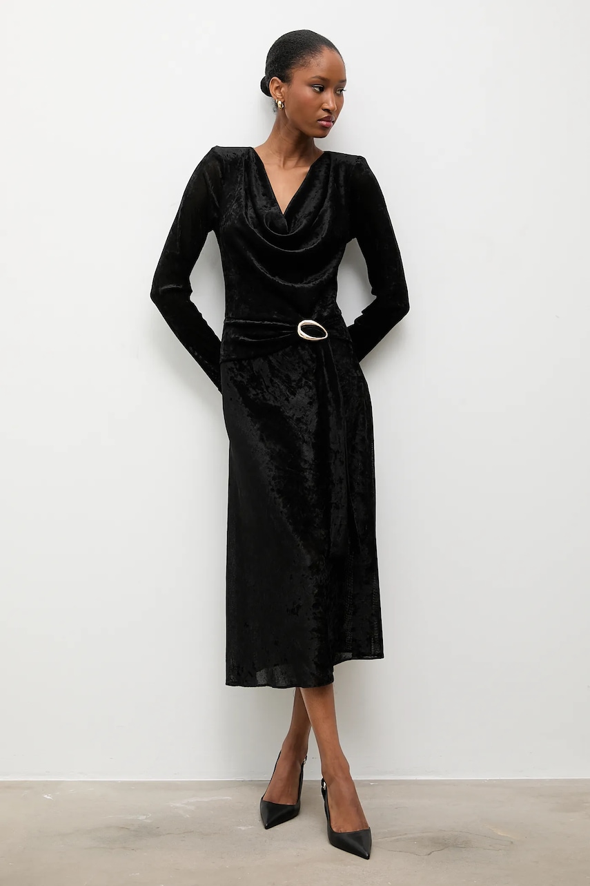 Answear.LAB rochie culoarea negru, midi, evazati