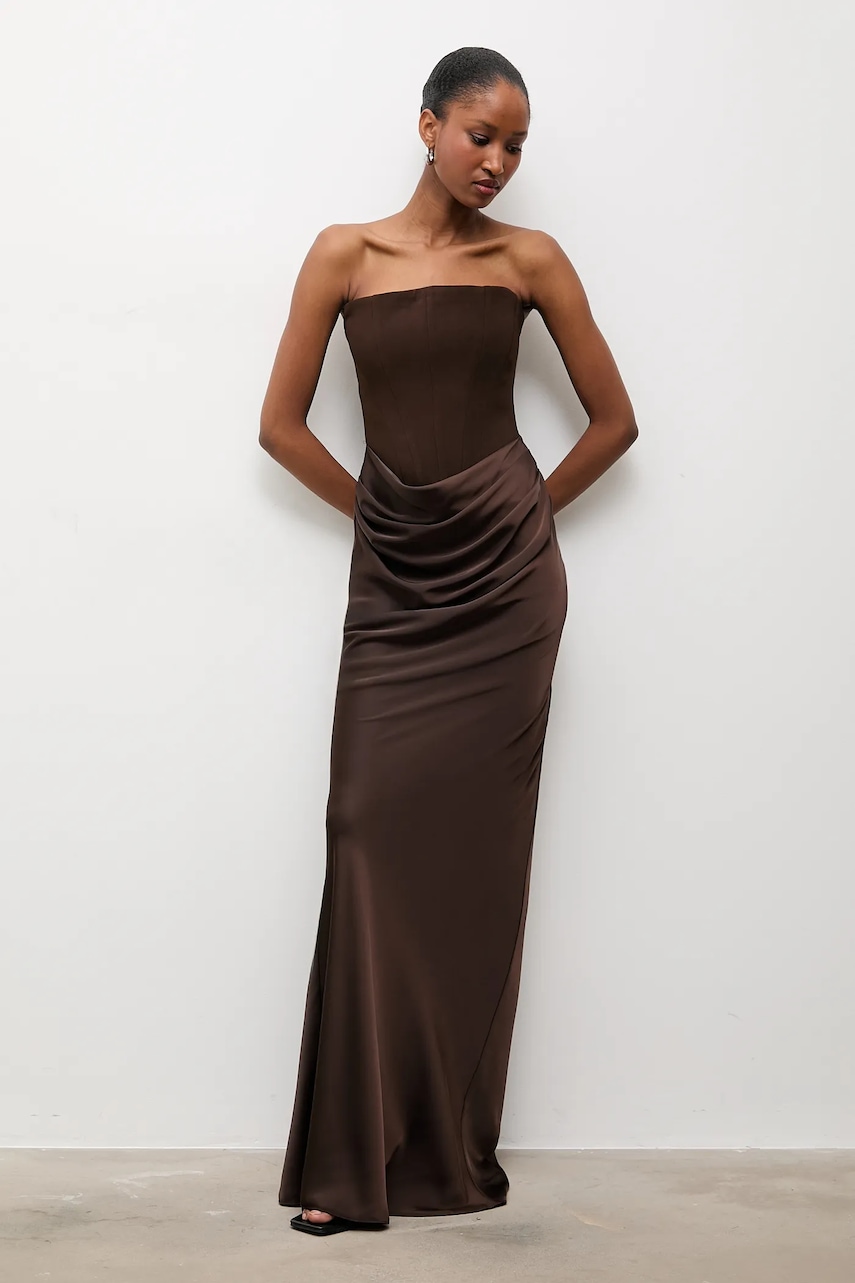 Answear.LAB rochie culoarea maro, maxi, mulata