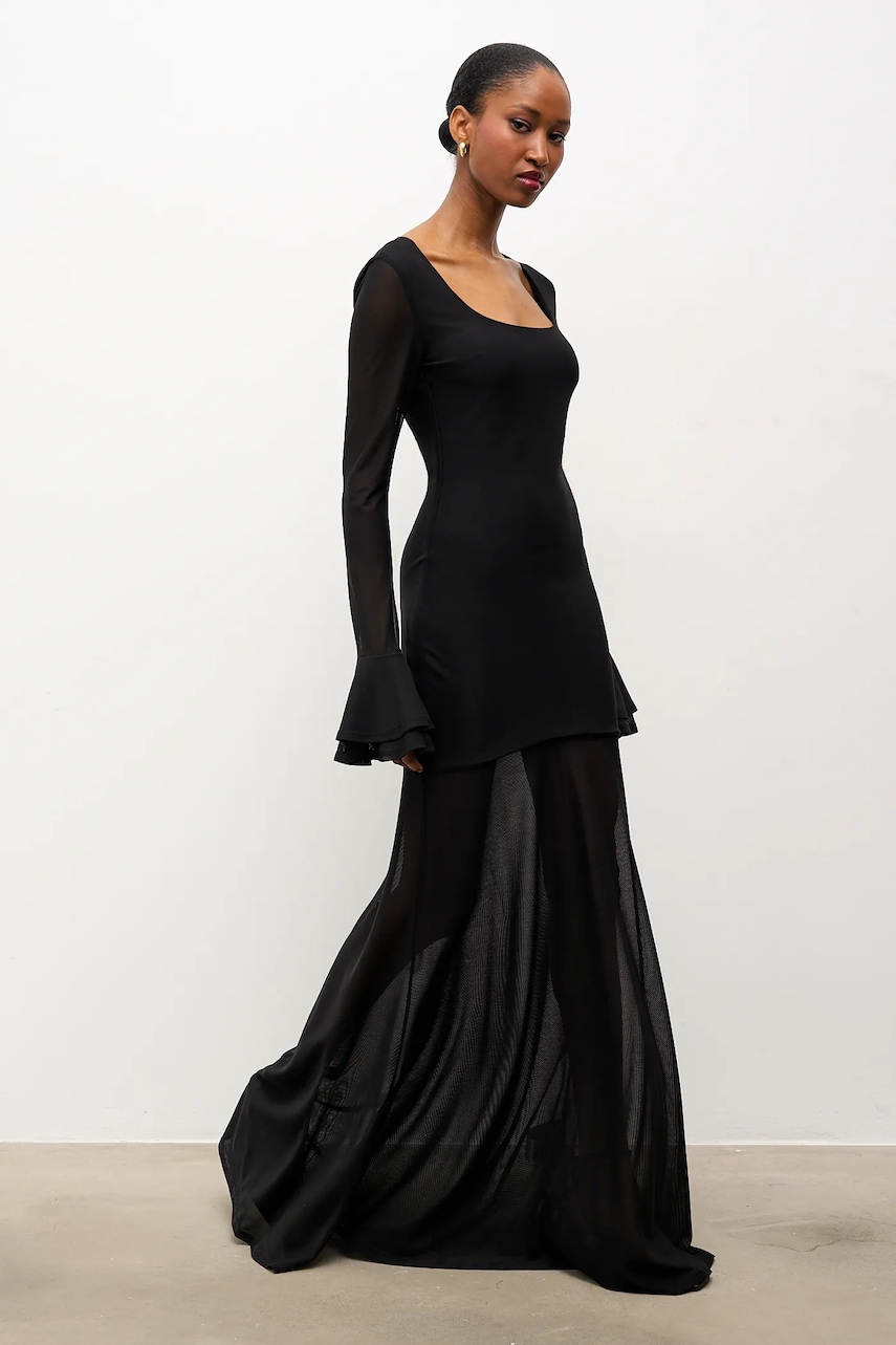 Answear.LAB rochie culoarea negru, maxi, evazati