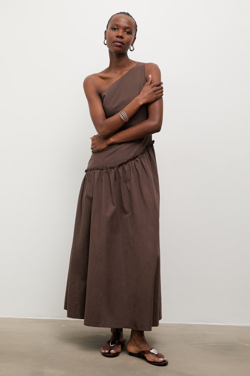 Answear.LAB φόρεμα flared βαμβακερό PS9553.fak καφέ S,L,M