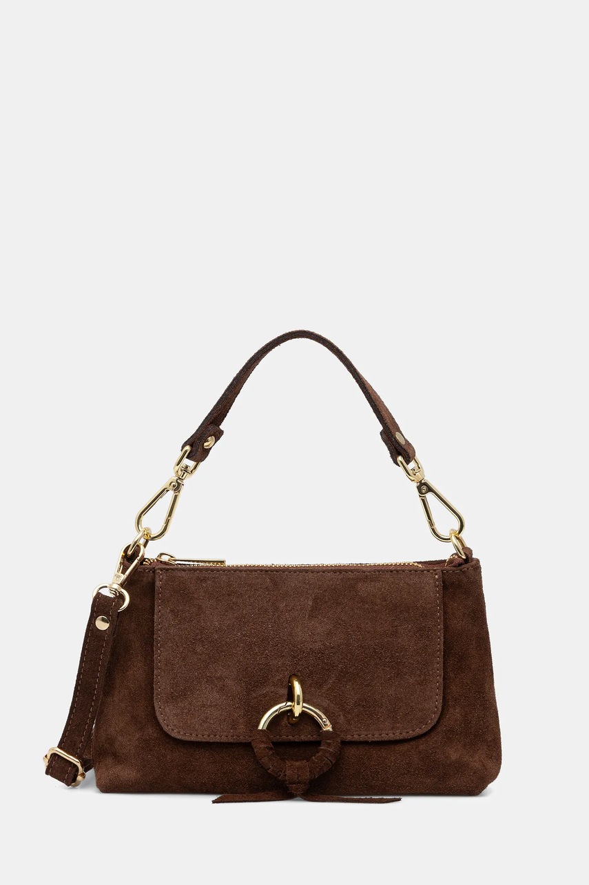 Answear.LAB geanta de mana din piele intoarsa culoarea maro