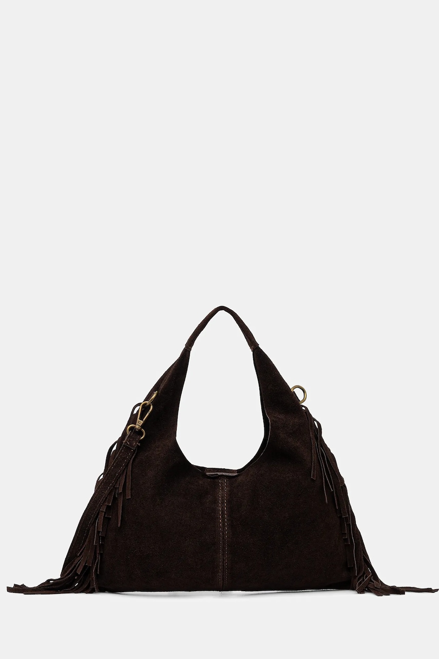 Answear.LAB geanta de mana din piele intoarsa culoarea maro