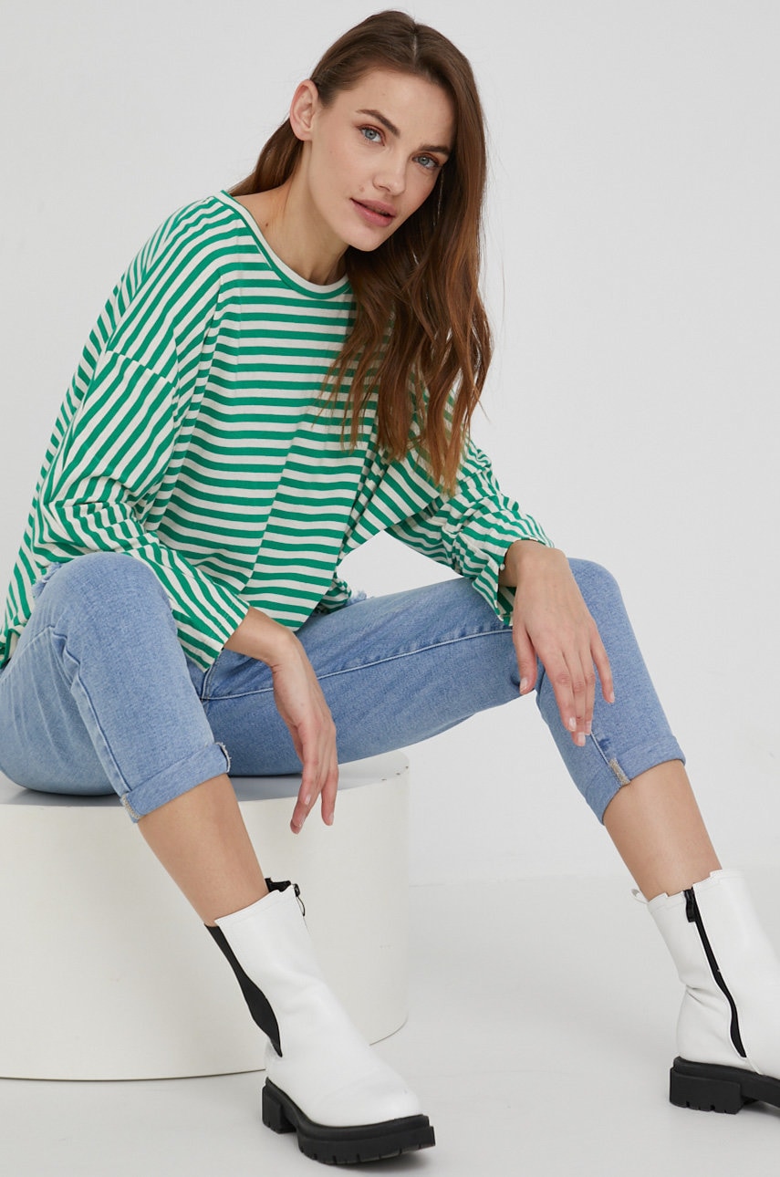 Answear Lab Longsleeve Femei, Culoarea Verde