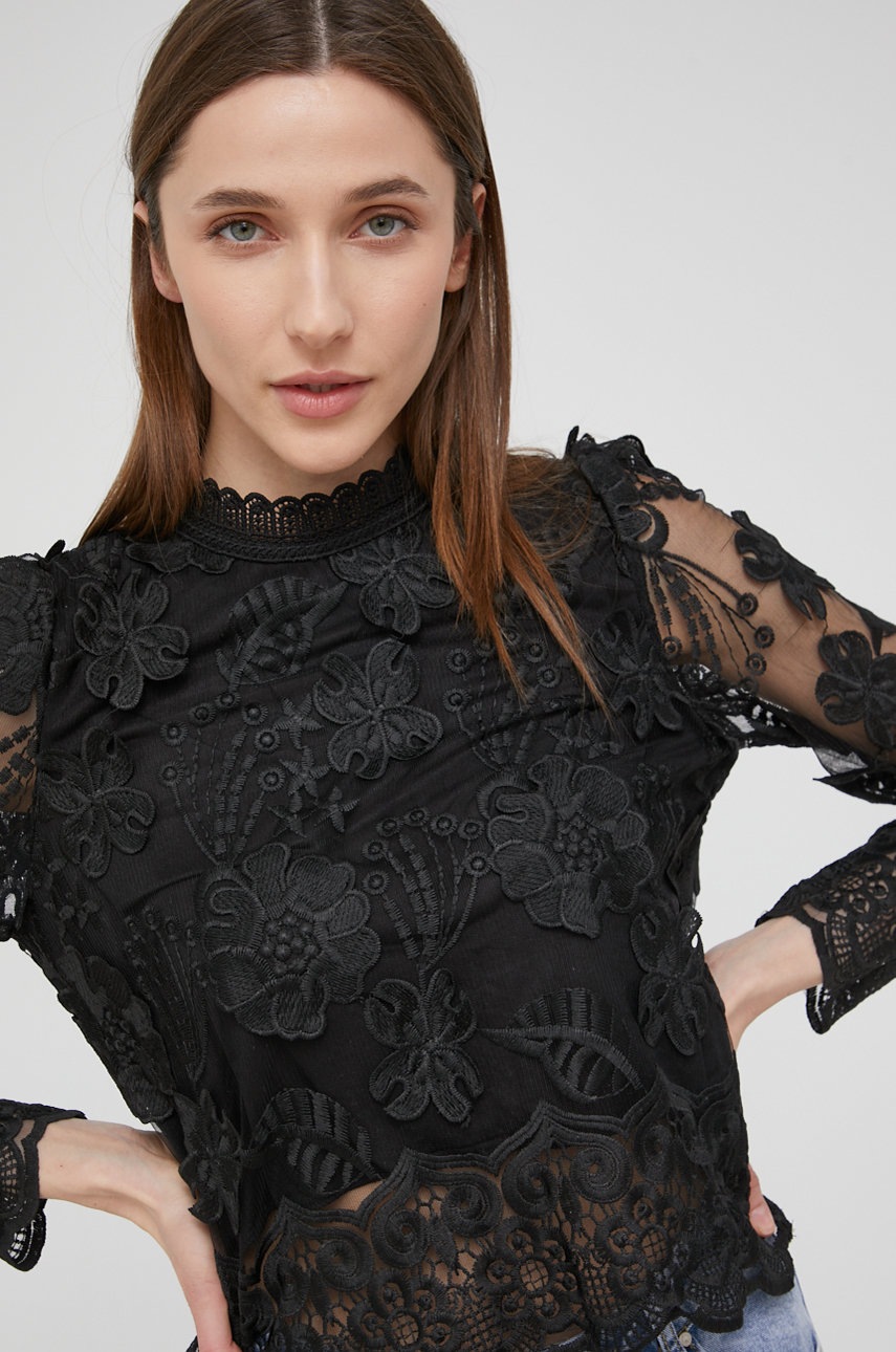 

Блуза Answear Lab дамска в черно с апликация, Черен