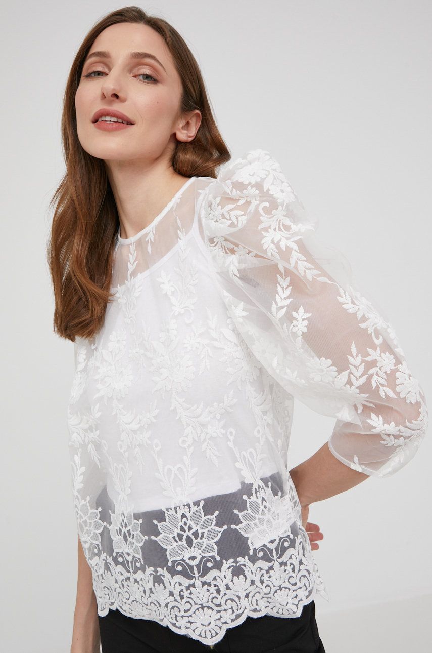 Answear Lab bluzka damska kolor biały z aplikacją