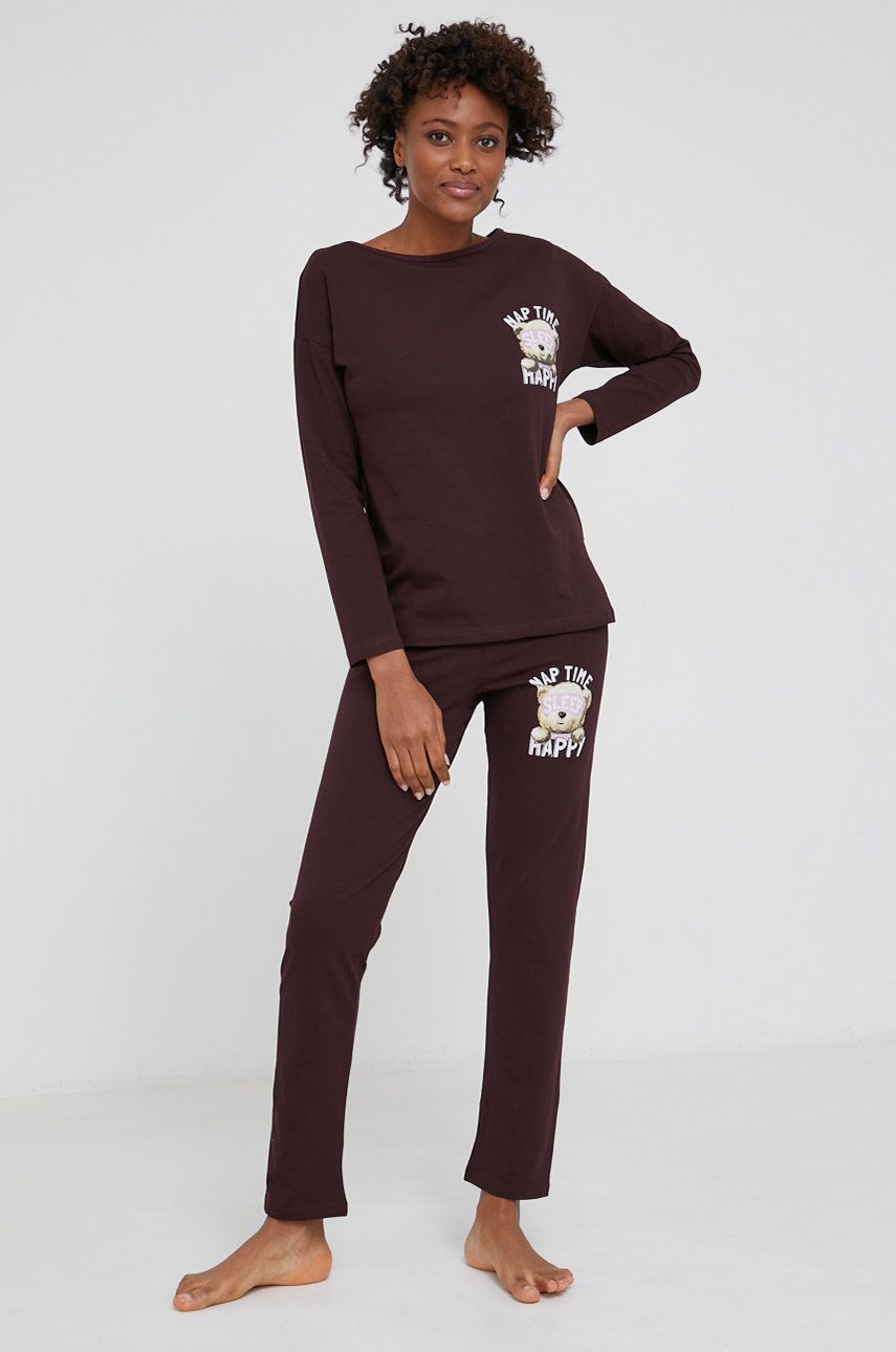 Answear Lab Pijama femei, culoarea maro Answear Lab imagine noua 2022