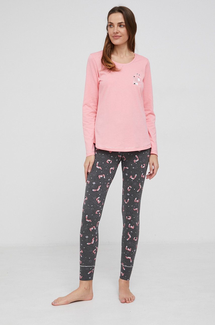 Answear Lab Pijama femei, culoarea roz Answear Lab