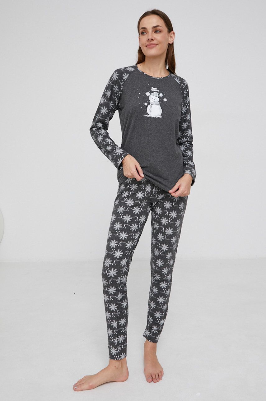 Answear Lab Pijama femei, culoarea gri Answear Lab imagine megaplaza.ro