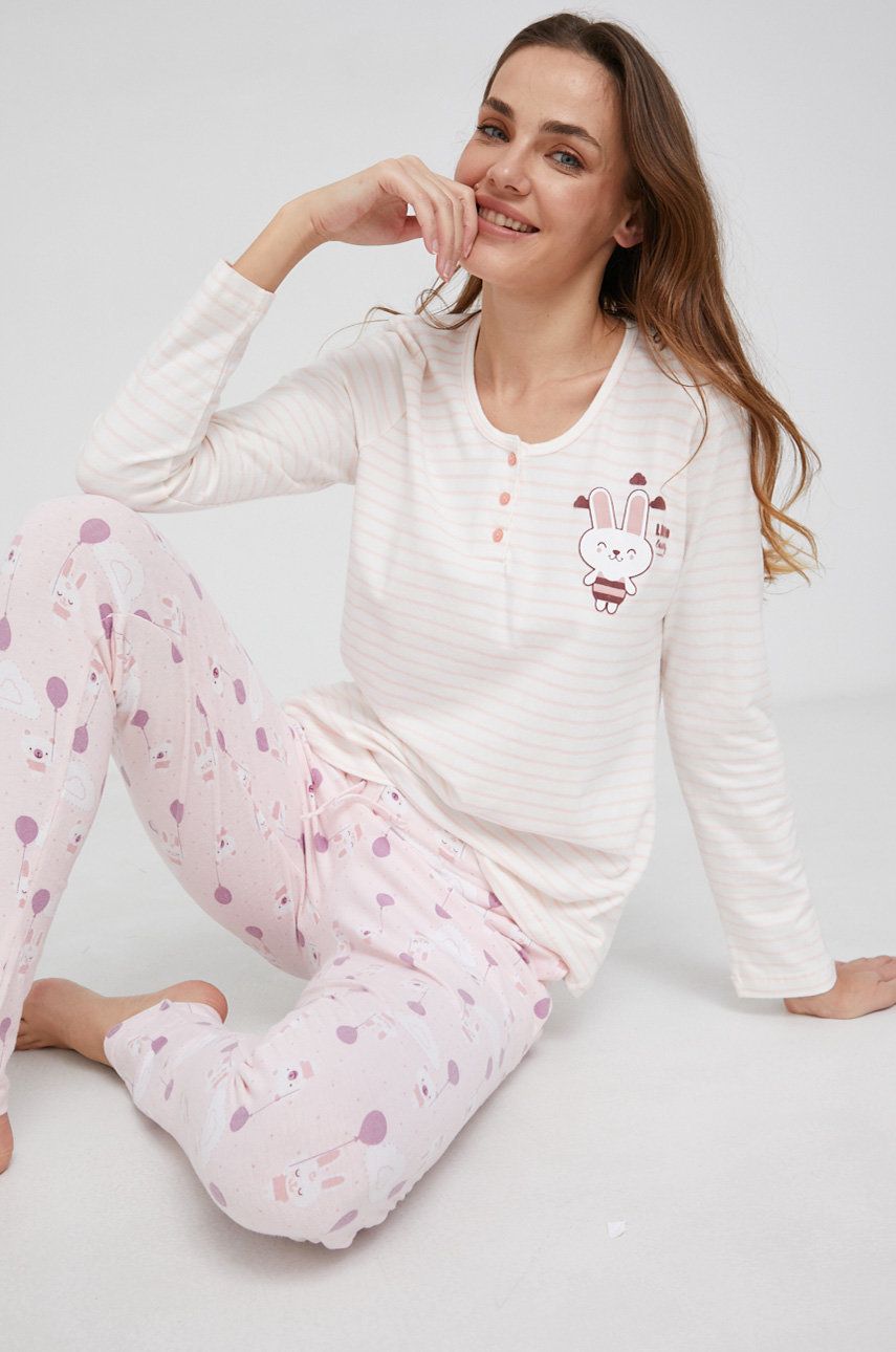 Answear Lab Pijama femei, culoarea roz Answear Lab imagine noua lenjerie-femei.ro