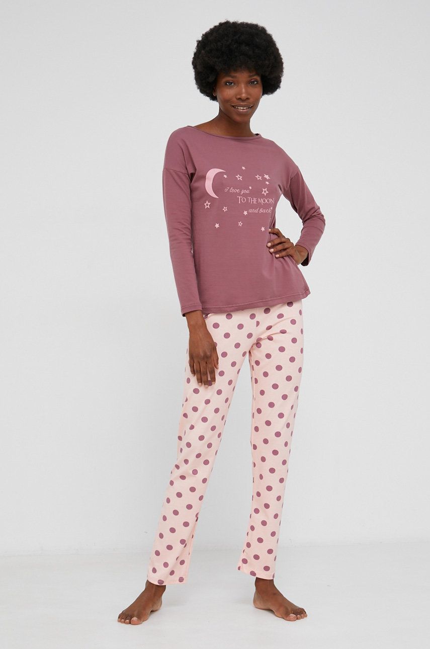 Answear Lab Pijama culoarea roz Answear Lab imagine noua lenjerie-femei.ro