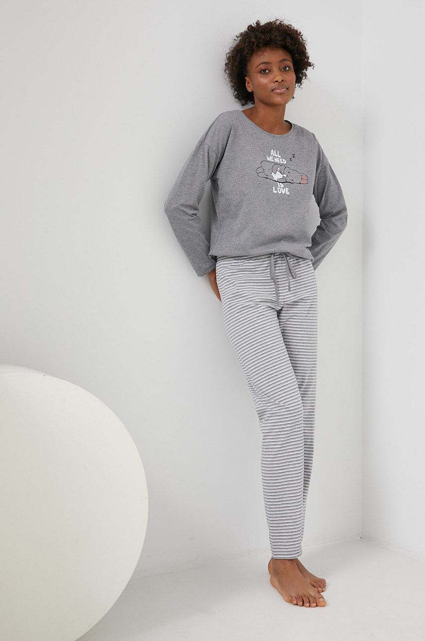 Answear Lab pijama femei, culoarea gri