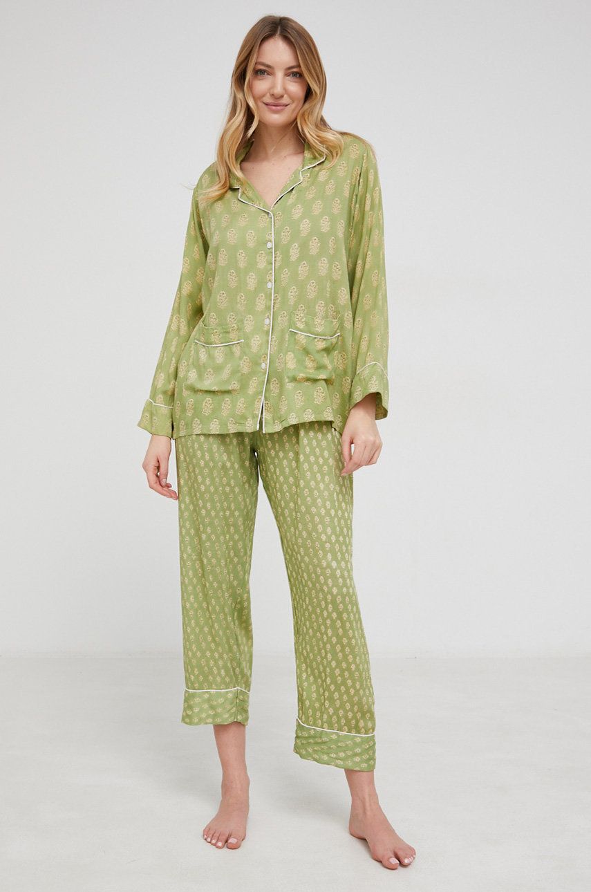 Answear Lab pijama femei, culoarea verde Answear Lab imagine noua lenjerie-femei.ro