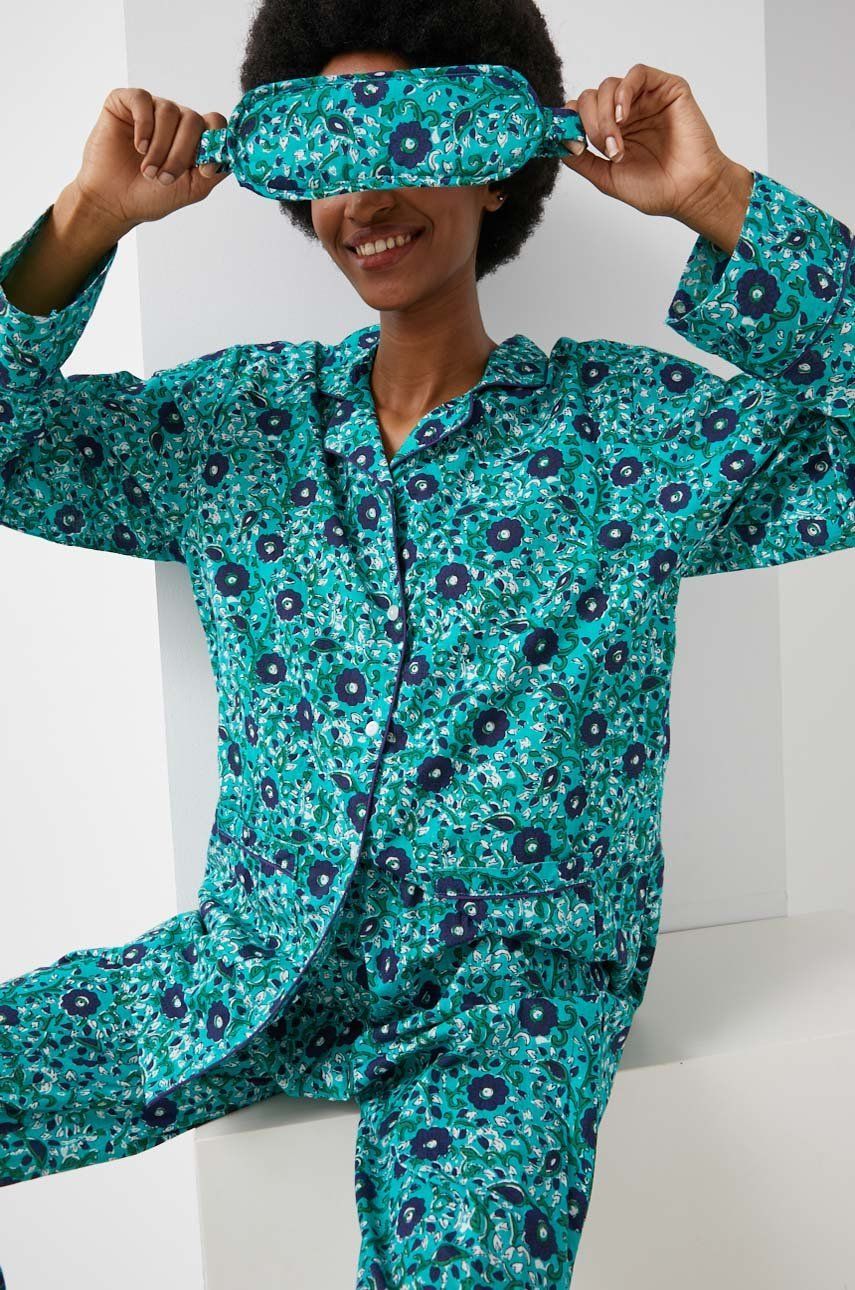Answear Lab pijamale de bumbac culoarea verde bumbac