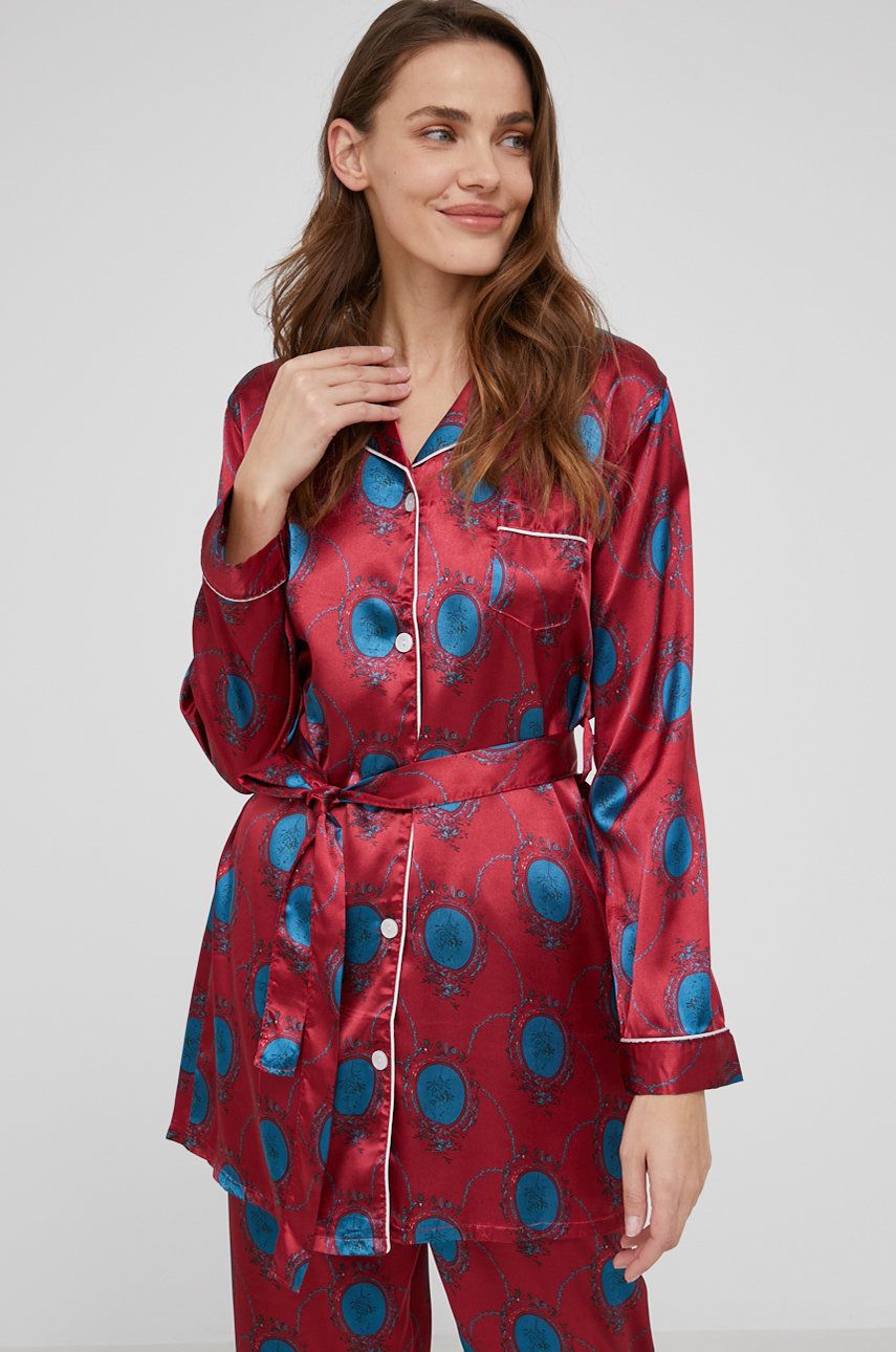 Answear Lab pijama femei, culoarea rosu, satin 2023 ❤️ Pret Super answear imagine noua 2022