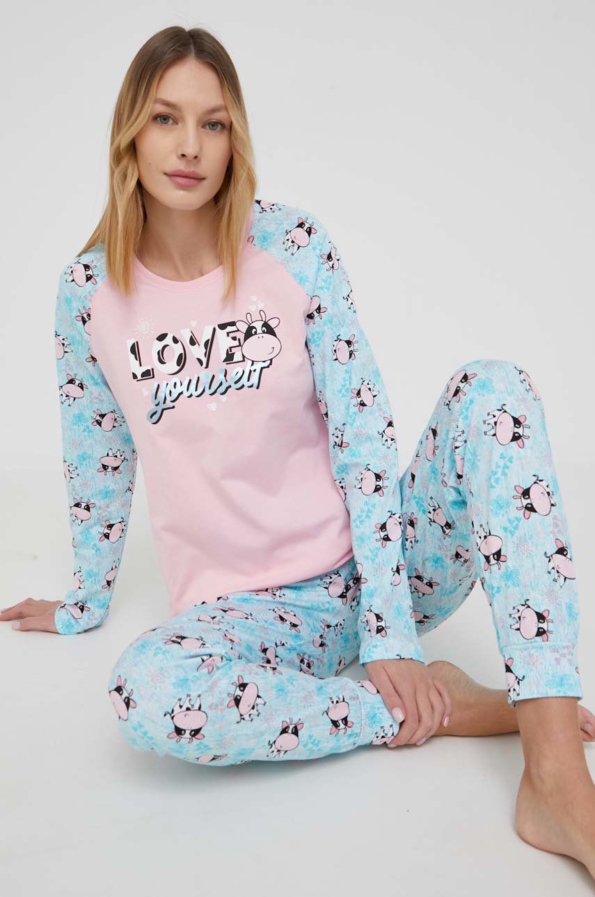 Answear Lab pijama femei, culoarea roz 2022 ❤️ Pret Super answear imagine noua 2022