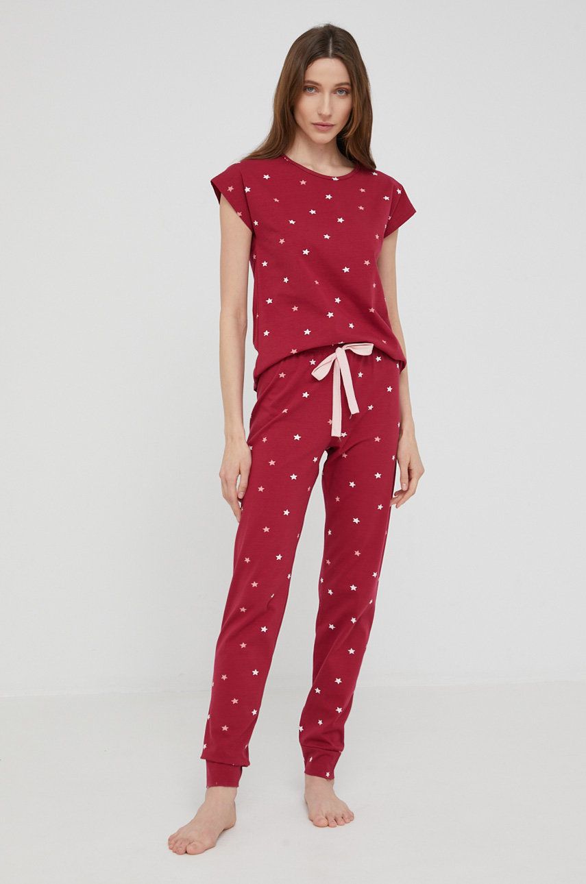 Answear Lab compleu pijama culoarea rosu