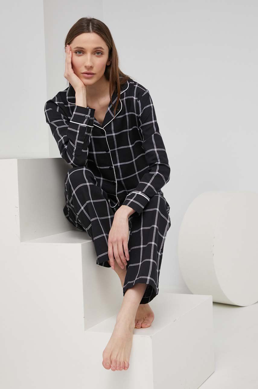 Answear Lab compleu pijama culoarea negru