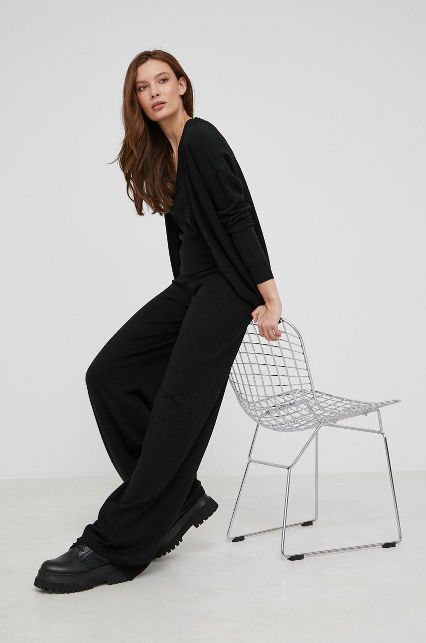 Answear Lab Komplet top, kardigan i spodnie damski kolor czarny
