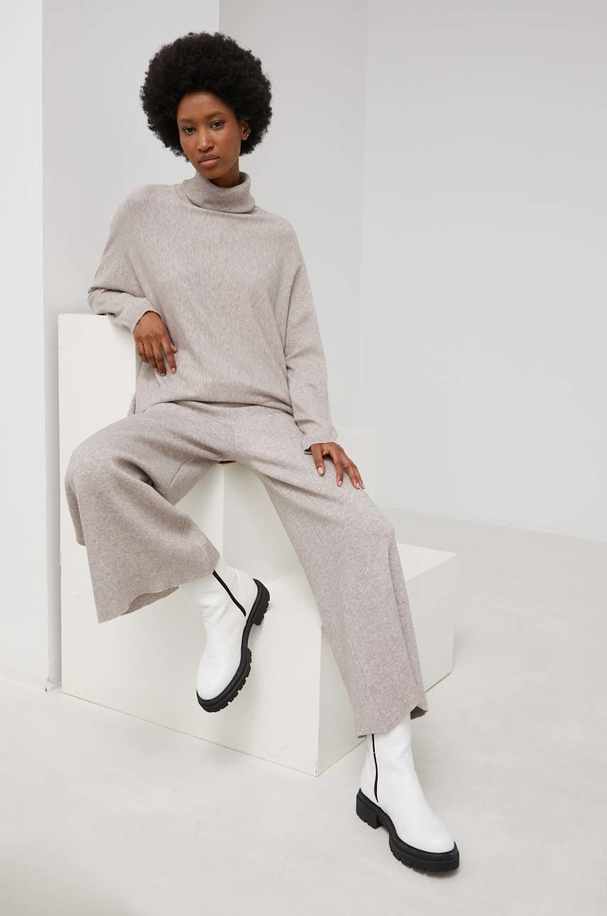 Answear Lab set din lana femei, culoarea bej imagine reduceri black friday 2021 Answear