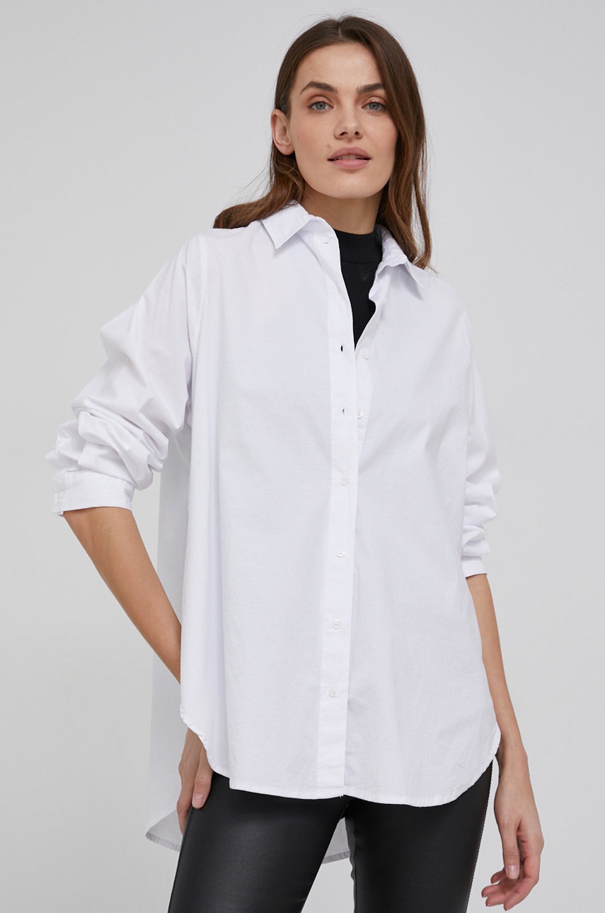 

Памучна риза Answear Lab дамска в бяло със стандартна кройка с класическа яка, Бял