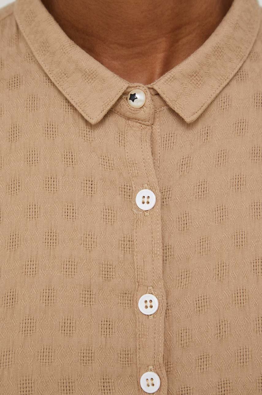 

Хлопковая рубашка Answear Lab женская цвет бежевый relaxed классический воротник