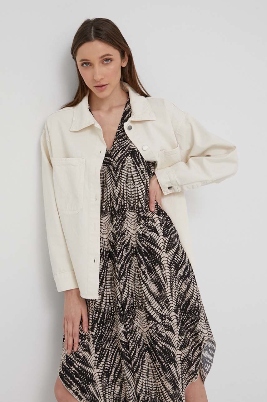 Answear Lab camasa din bumbac femei, culoarea bej, cu guler clasic, relaxed 2022 ❤️ Pret Super answear imagine noua 2022
