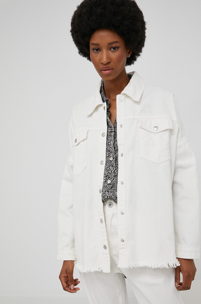 

Хлопковая джинсовая рубашка Answear Lab женская цвет белый oversize