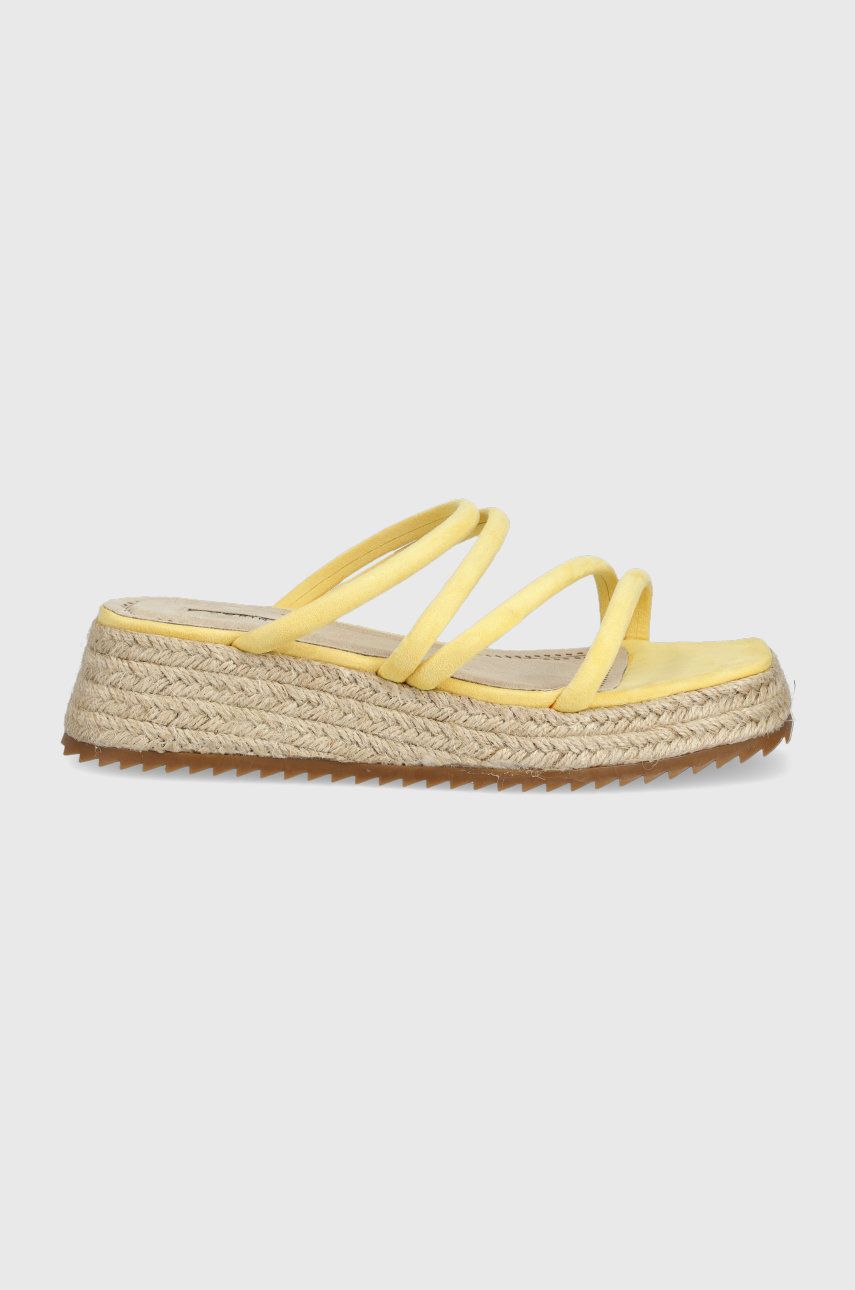 Answear Lab papuci femei, culoarea galben, cu platforma