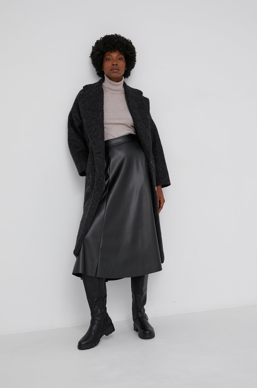 

Пальто з вовною Answear Lab колір чорний перехідне oversize