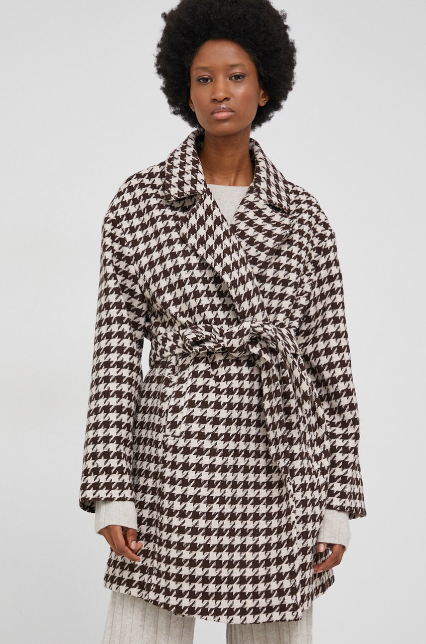 

Пальто с шерстью Answear Lab цвет коричневый переходное oversize