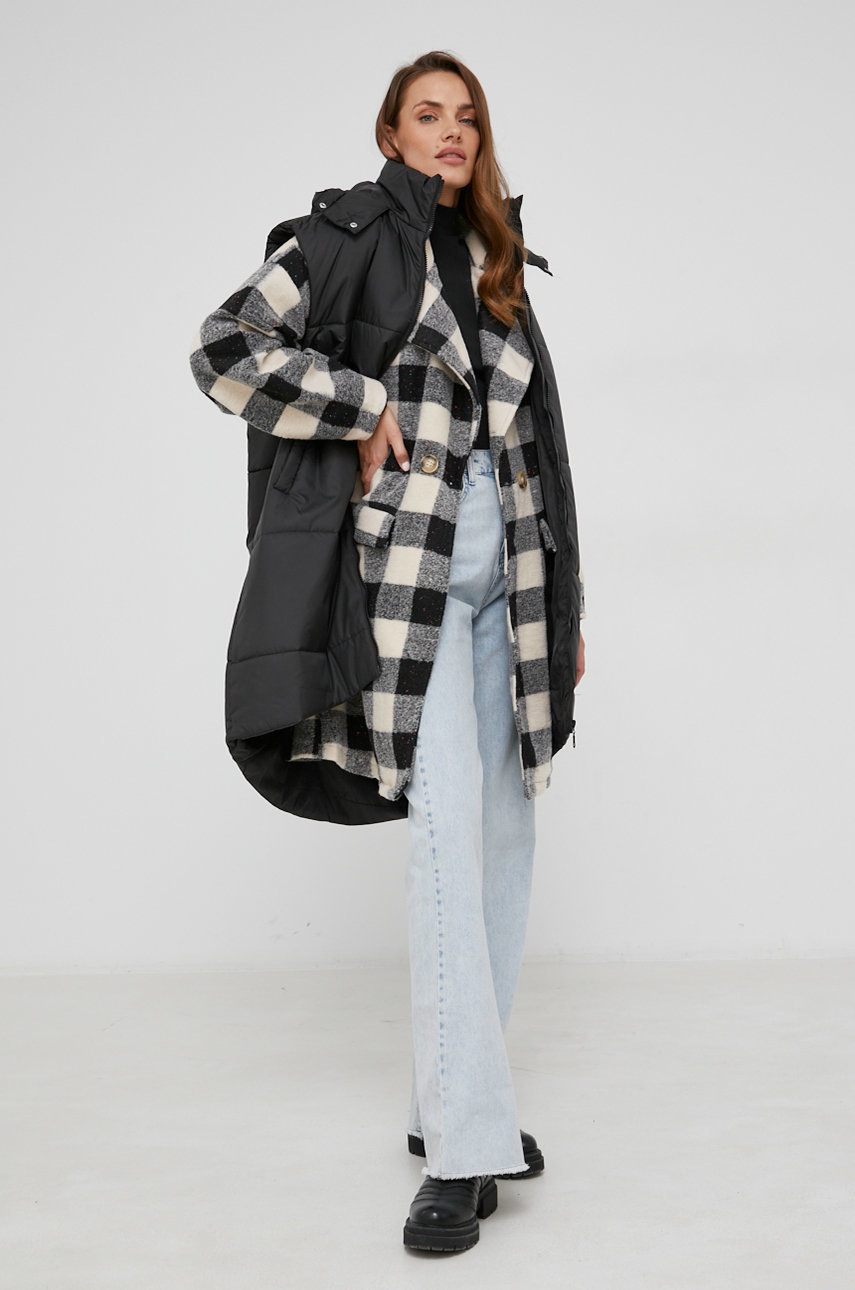 

Пальто з вовною Answear Lab колір чорний перехідний oversize