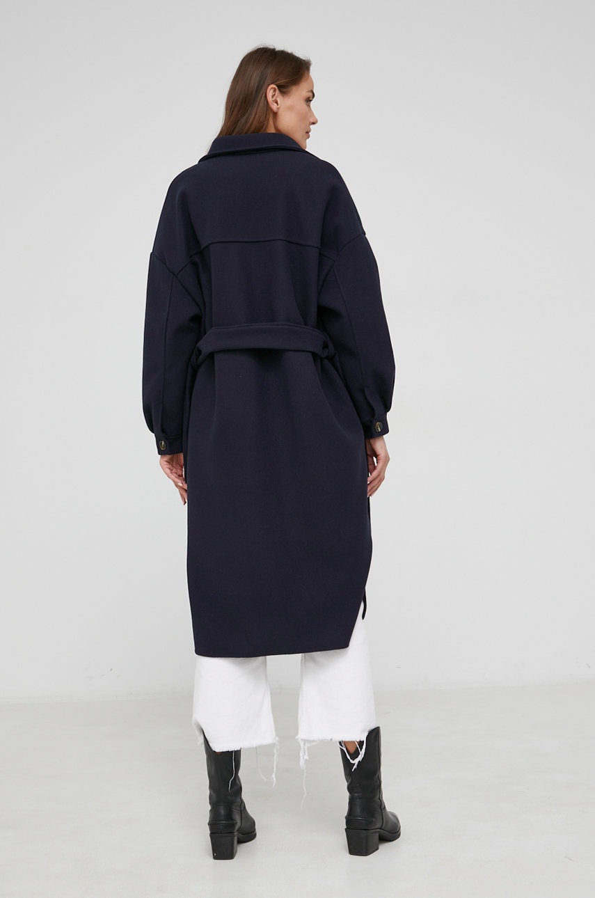 

Пальто с шерстью Answear Lab цвет синий переходной oversize