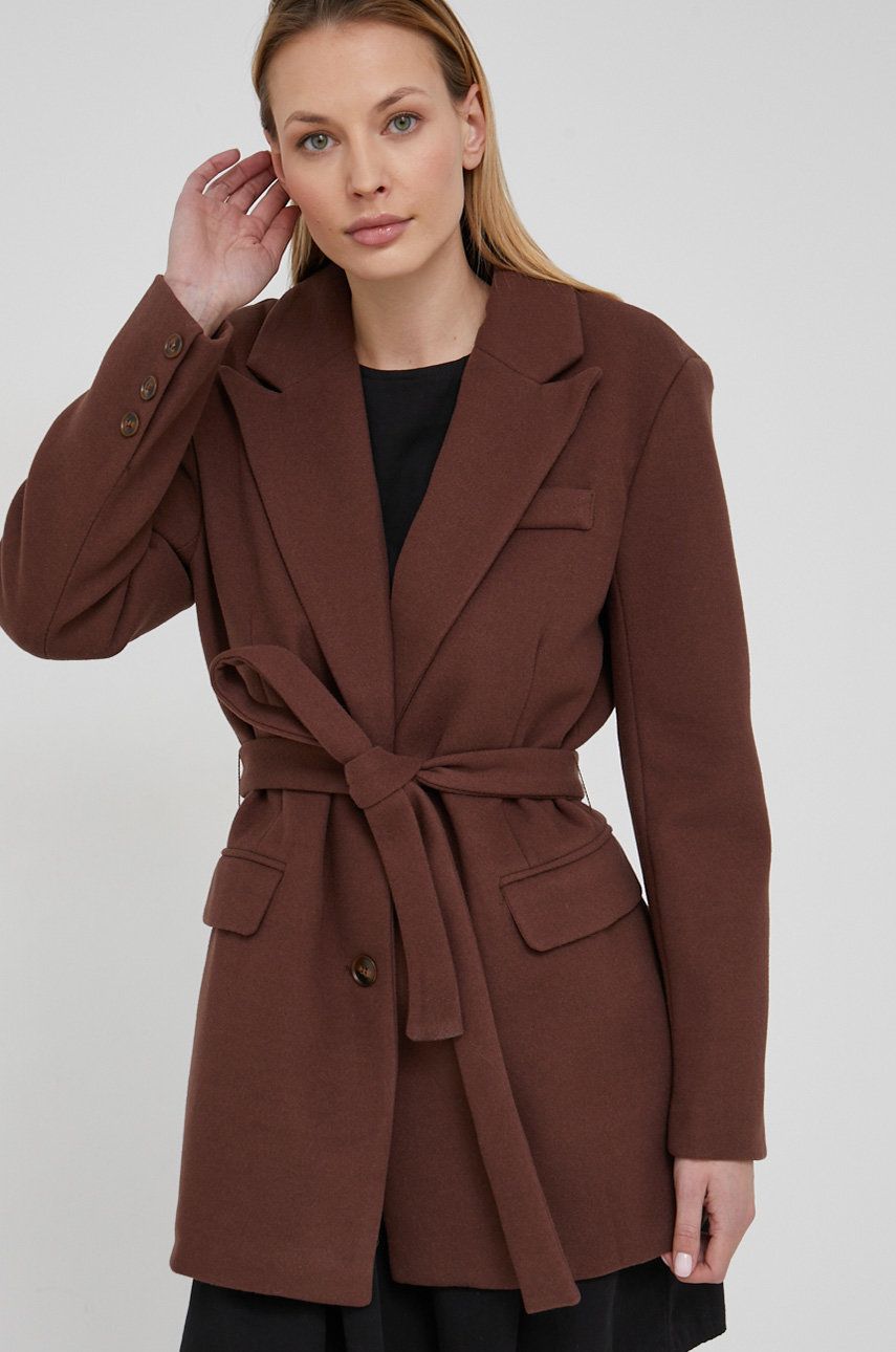 Answear Lab palton femei, culoarea maro, de tranzitie answear imagine noua
