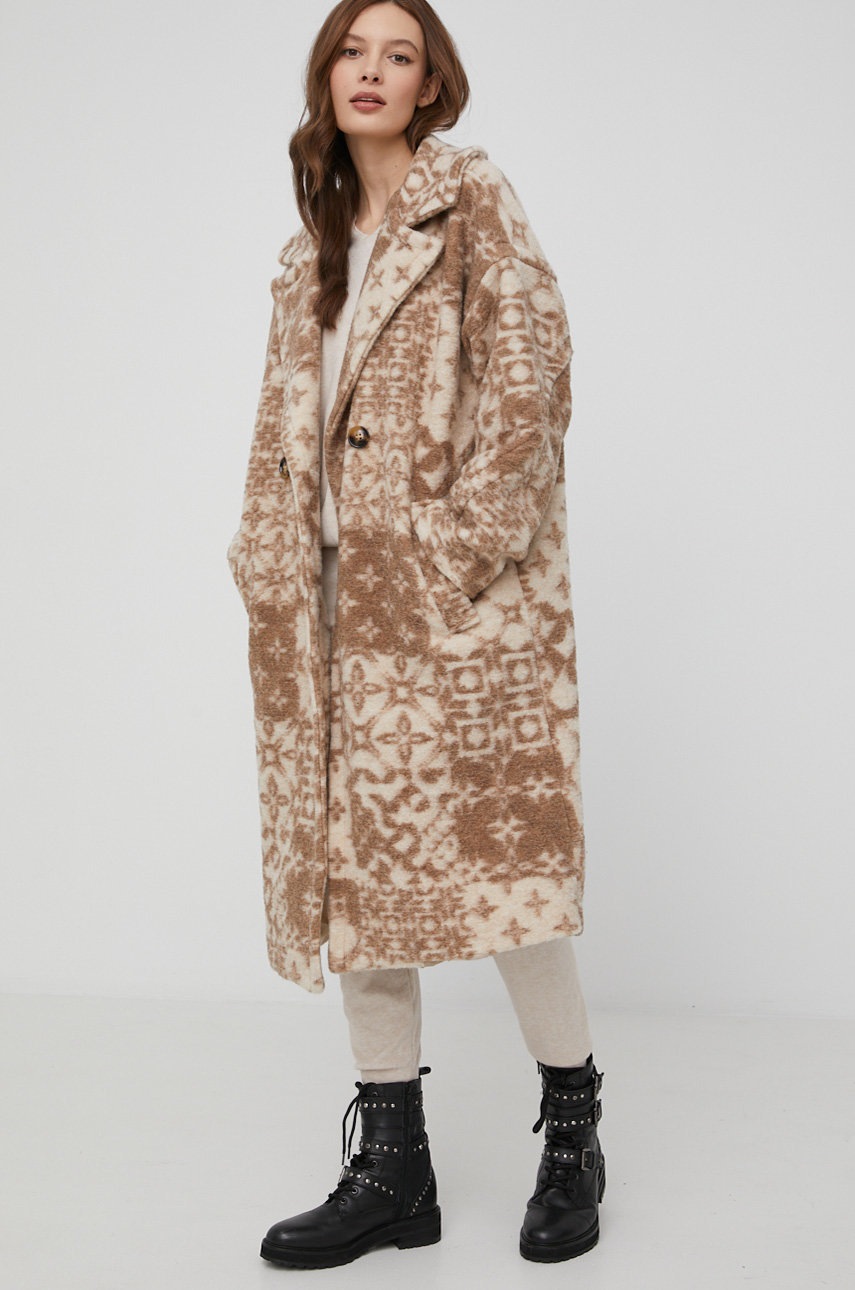 

Вовняне пальто Answear Lab колір бежевий перехідний oversize