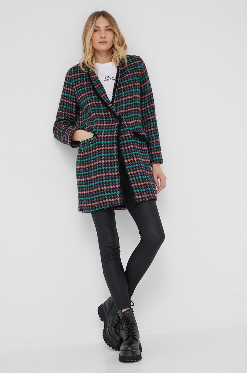 

Пальто з вовною Answear Lab колір чорний перехідний oversize