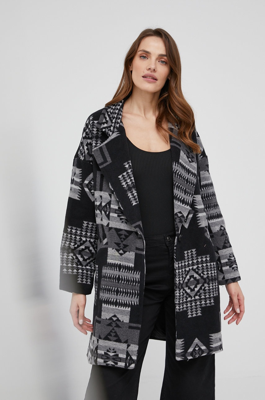 

Пальто з вовною Answear Lab колір чорний перехідний oversize