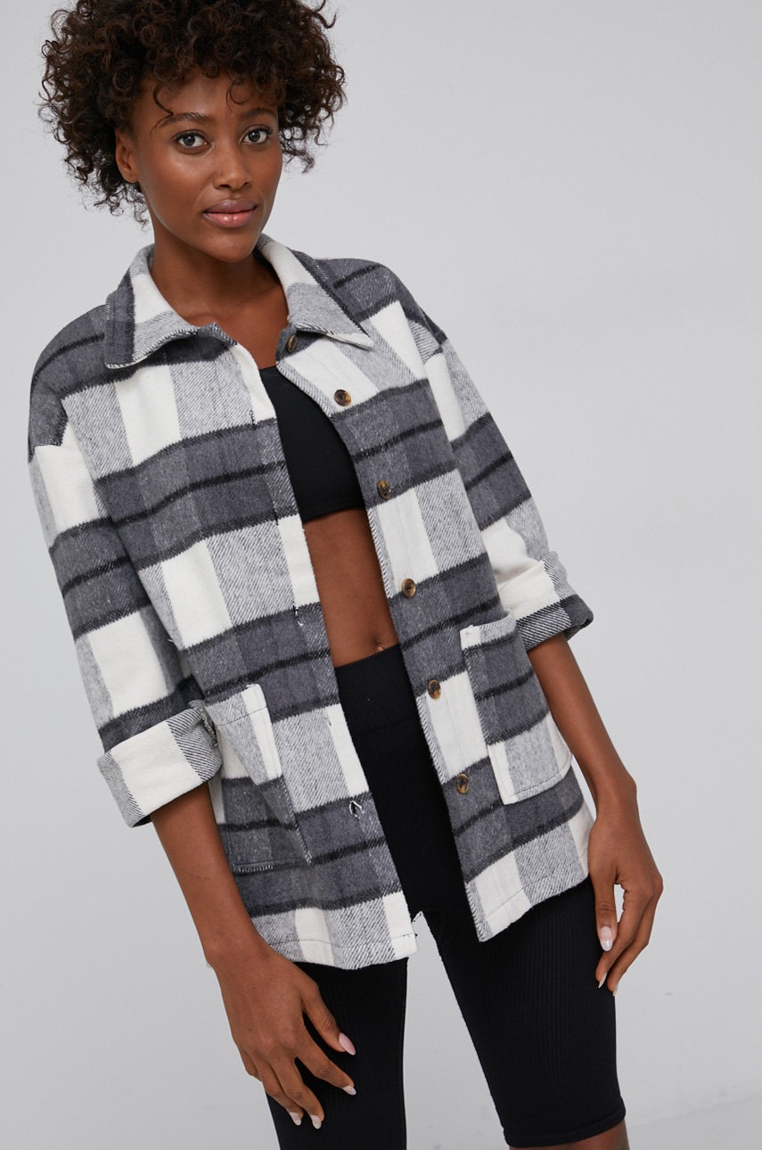 

Пальто с примесью шерсти Answear Lab цвет чёрный переходная oversize