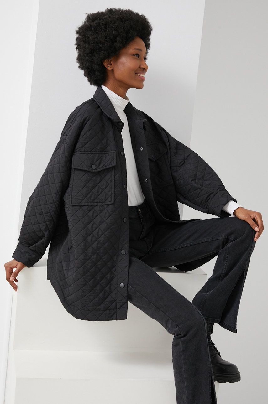 Answear Lab Geacă femei, culoarea negru, de tranzitie, oversize Answear Lab imagine 2022 13clothing.ro