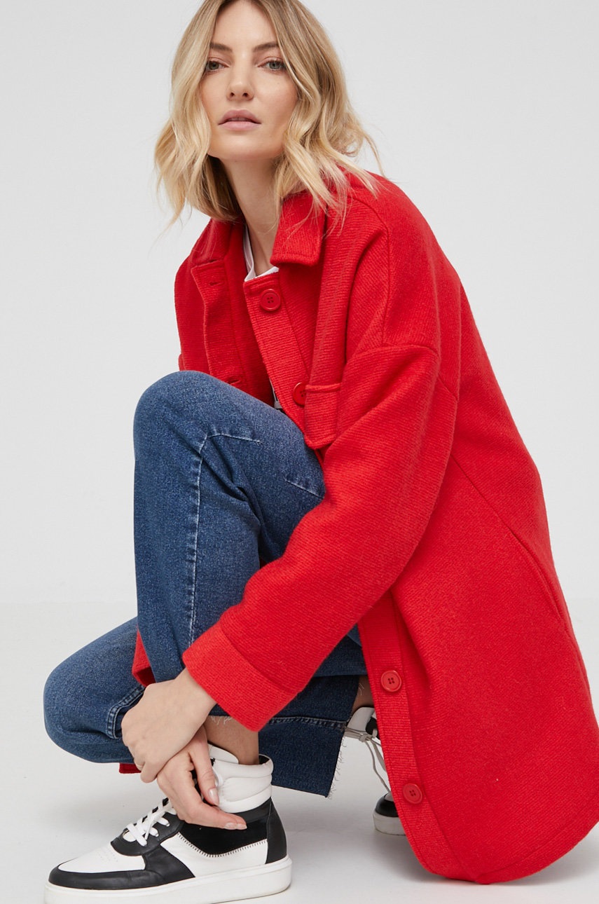 

Куртка Answear Lab с шерстью лимитированная коллекция answear.LAB X NO SHAME цвет красный переходная