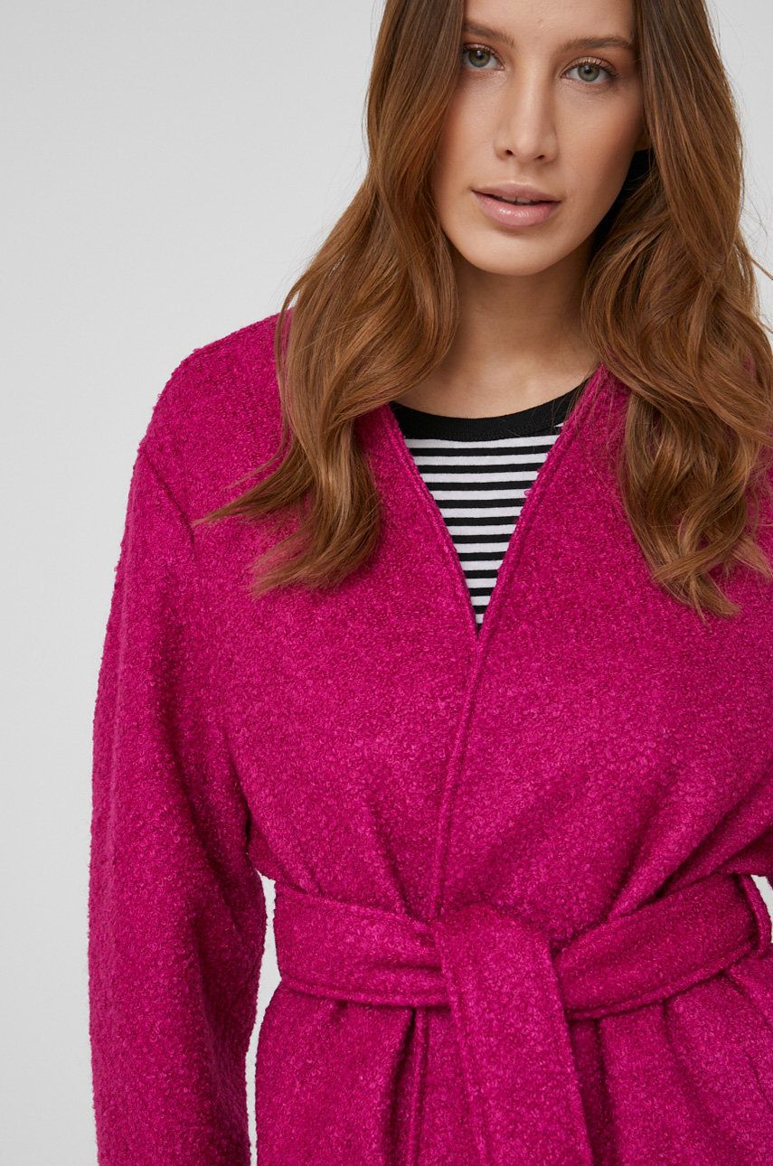 Answear Lab Płaszcz z wełną kolor różowy przejściowa