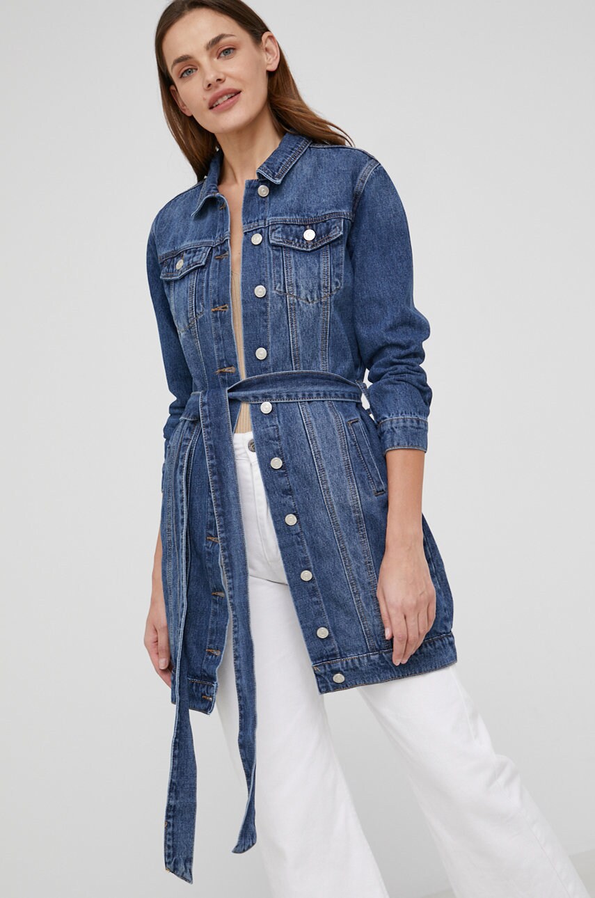 Answear lab geaca jeans femei, culoarea albastru marin, de tranzitie