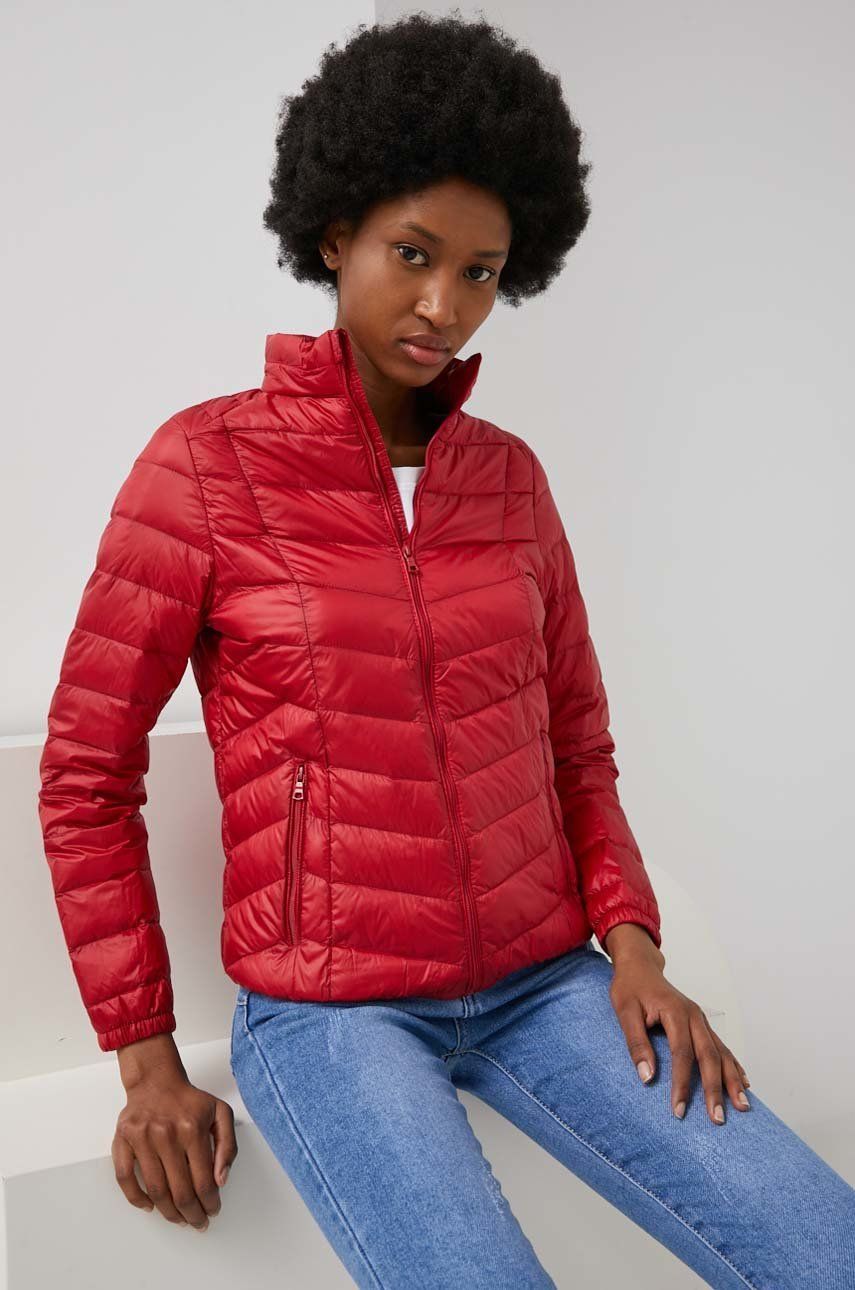 Answear Lab kurtka puchowa damska kolor czerwony przejściowa