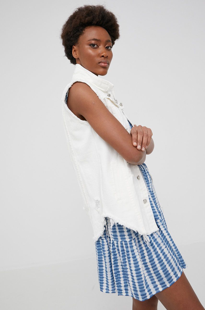 Answear Lab vesta de blugi femei culoarea alb de tranzitie