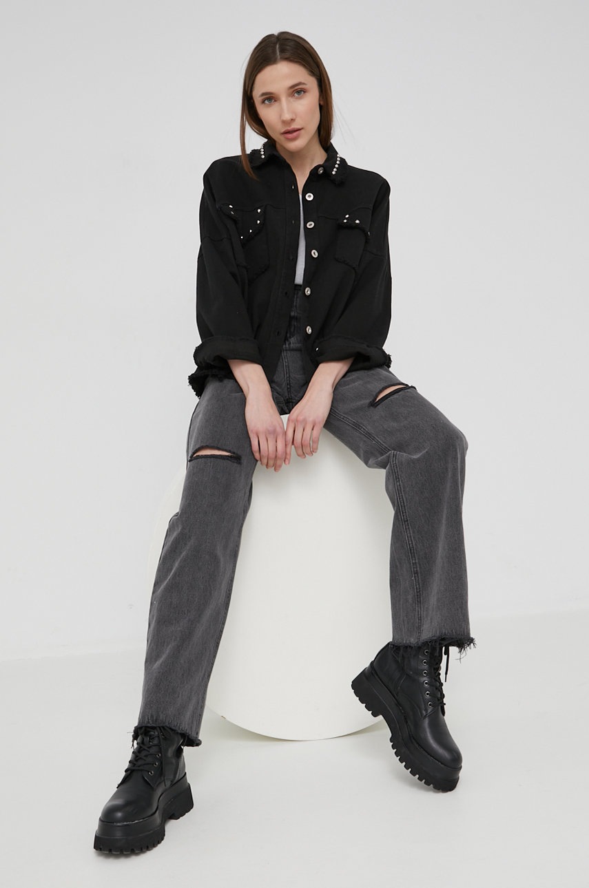 

Джинсовая куртка Answear Lab женская цвет чёрный переходная oversize