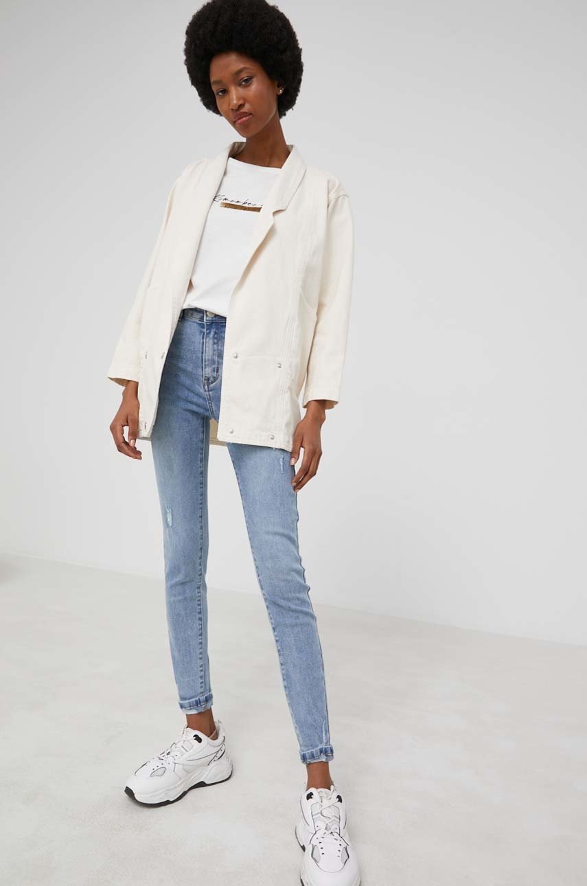 

Джинсова куртка Answear Lab колір бежевий oversize