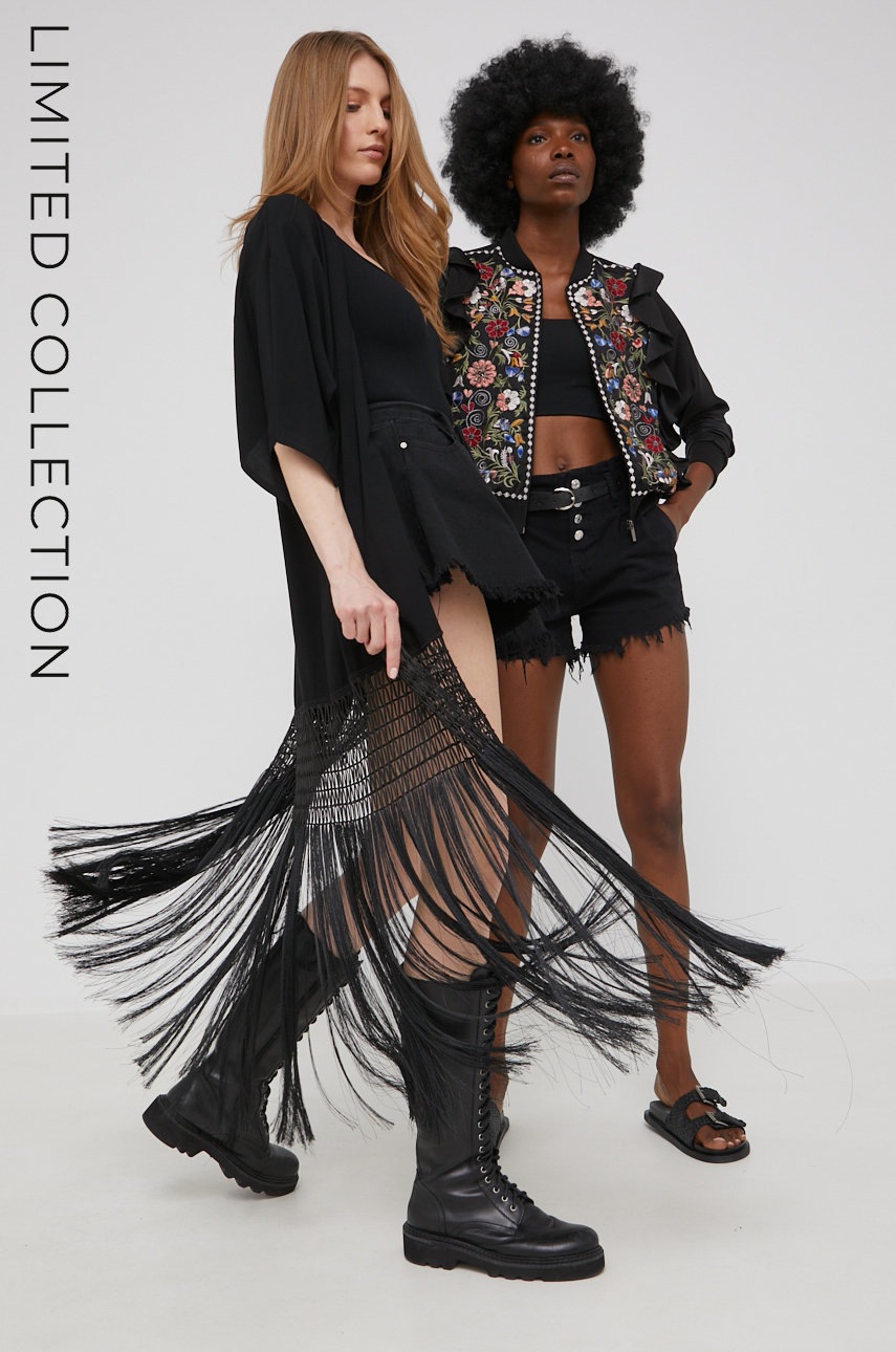 

Кимоно Answear Lab x limited festival collection BE BRAVE в черно с изчистен дизайн, Черен