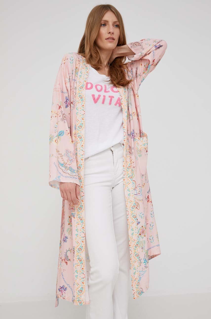 

Кимоно Answear Lab в розово с десен, Розов