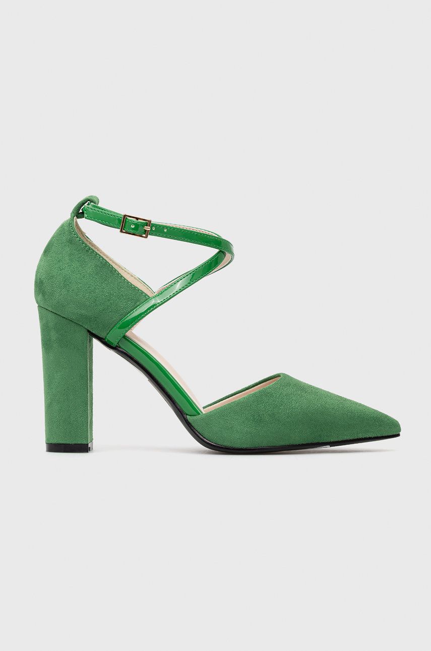 Answear Lab pantofi cu toc culoarea verde